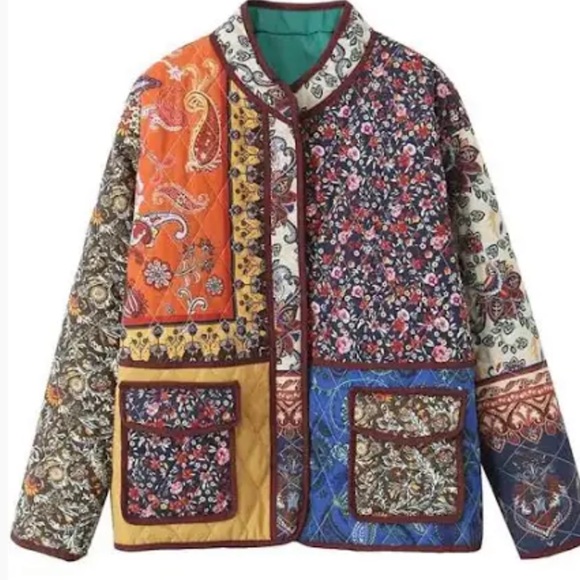 Multicolor Patchwork Women's Jacket - Picture 6 of 6
